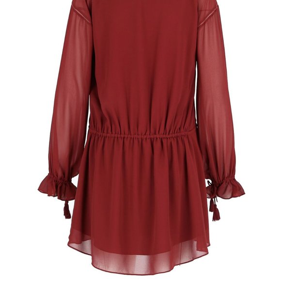 Cute Haute Hippie Merlot Boho Georgette Mini Dress - Wear with heels or leggings - Picture 9 of 13